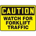 Accuform Accuform Caution Sign, Watch For Forklift Traffic, 10inW x 7inH, Plastic MVHR631VP